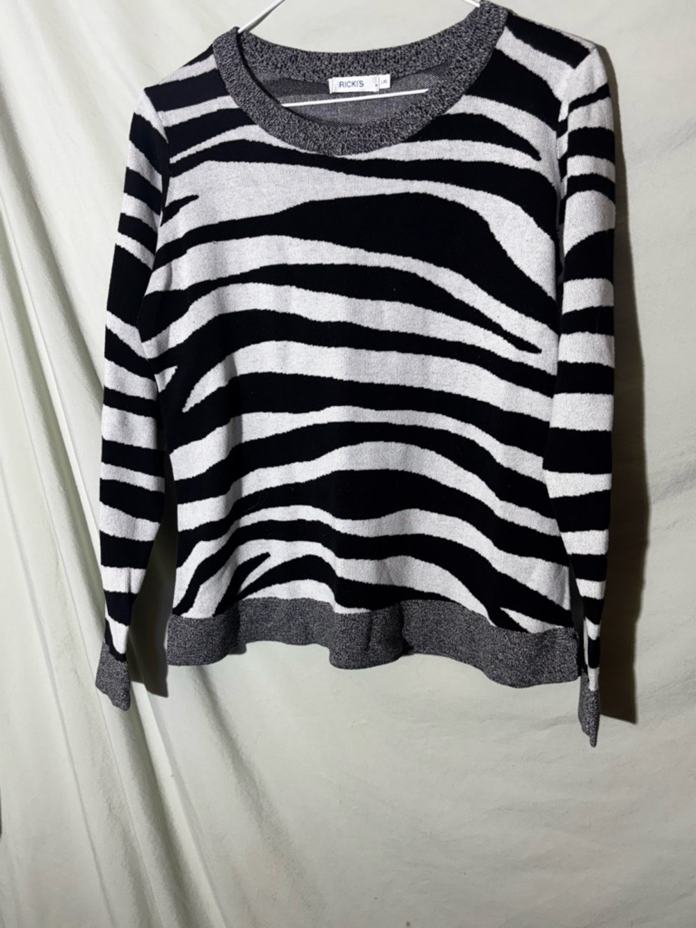 Ricki's Black & White Zebra Stripe Scoop Neck Sweater